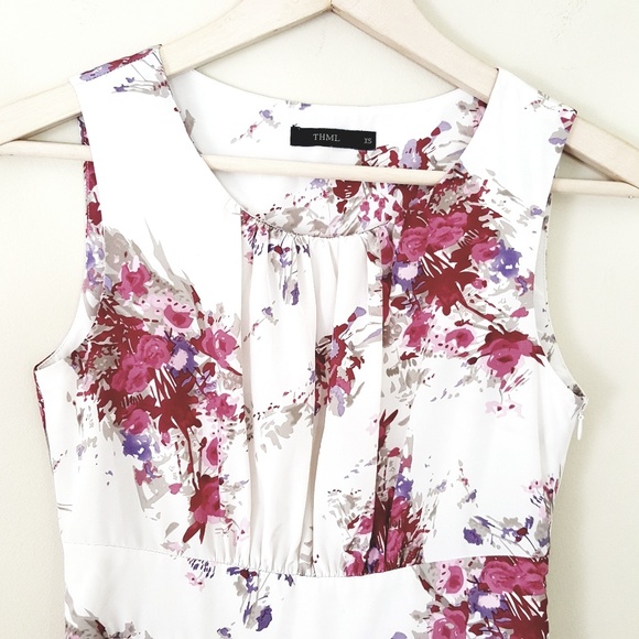 THML // Creamy Satin & Pink Floral Mini Dress - Picture 7 of 8